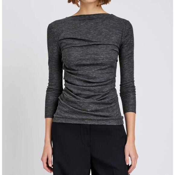 NEW PROENZA SCHOULER blythe boat neck top in coal melange